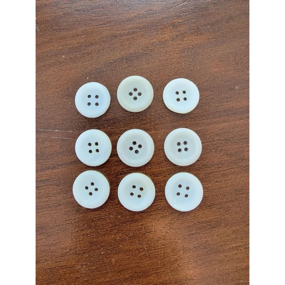 Vintage 9 Shell 4-hole buttons White Sewing Clothing Craft Buttons LOT - Picture 1 of 6